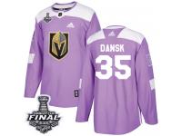 Men's Adidas Vegas Golden Knights #35 Oscar Dansk Purple Authentic Fights Cancer Practice 2018 Stanley Cup Final NHL Jersey