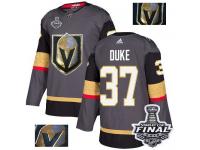 Men's Adidas Vegas Golden Knights #37 Reid Duke Gray Authentic Fashion Gold 2018 Stanley Cup Final NHL Jersey