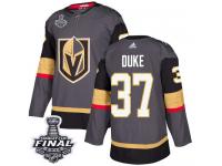 Men's Adidas Vegas Golden Knights #37 Reid Duke Gray Home Authentic 2018 Stanley Cup Final NHL Jersey