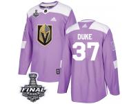 Men's Adidas Vegas Golden Knights #37 Reid Duke Purple Authentic Fights Cancer Practice 2018 Stanley Cup Final NHL Jersey