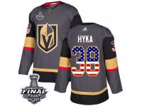 Men's Adidas Vegas Golden Knights #38 Tomas Hyka Gray Authentic USA Flag Fashion 2018 Stanley Cup Final NHL Jersey