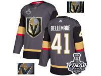 Men's Adidas Vegas Golden Knights #41 Pierre-Edouard Bellemare Gray Authentic Fashion Gold 2018 Stanley Cup Final NHL Jersey