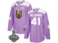 Men's Adidas Vegas Golden Knights #41 Pierre-Edouard Bellemare Purple Authentic Fights Cancer Practice 2018 Stanley Cup Final NHL Jersey