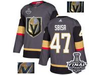 Men's Adidas Vegas Golden Knights #47 Luca Sbisa Gray Authentic Fashion Gold 2018 Stanley Cup Final NHL Jersey