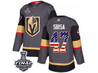 Men's Adidas Vegas Golden Knights #47 Luca Sbisa Gray Authentic USA Flag Fashion 2018 Stanley Cup Final NHL Jersey