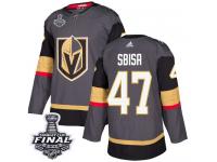 Men's Adidas Vegas Golden Knights #47 Luca Sbisa Gray Home Authentic 2018 Stanley Cup Final NHL Jersey