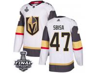 Men's Adidas Vegas Golden Knights #47 Luca Sbisa White Away Authentic 2018 Stanley Cup Final NHL Jersey