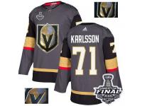 Men's Adidas Vegas Golden Knights #71 William Karlsson Gray Authentic Fashion Gold 2018 Stanley Cup Final NHL Jersey