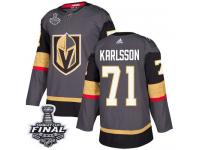 Men's Adidas Vegas Golden Knights #71 William Karlsson Gray Home Authentic 2018 Stanley Cup Final NHL Jersey