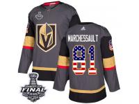 Men's Adidas Vegas Golden Knights #81 Jonathan Marchessault Gray Authentic USA Flag Fashion 2018 Stanley Cup Final NHL Jersey