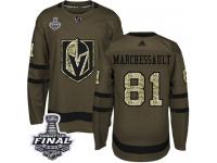 Men's Adidas Vegas Golden Knights #81 Jonathan Marchessault Green Authentic Salute to Service 2018 Stanley Cup Final NHL Jersey