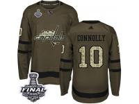 Men's Adidas Washington Capitals #10 Brett Connolly Green Authentic Salute to Service 2018 Stanley Cup Final NHL Jersey