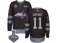 Men's Adidas Washington Capitals #11 Mike Gartner Black Authentic 2018 Stanley Cup Final 1917-2017 100th Anniversary NHL Jersey