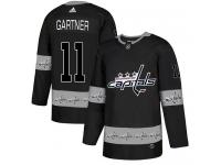 Men's Adidas Washington Capitals #11 Mike Gartner Black Authentic Team Logo Fashion NHL Jersey