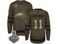 Men's Adidas Washington Capitals #11 Mike Gartner Green Authentic Salute to Service 2018 Stanley Cup Final NHL Jersey