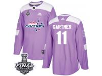 Men's Adidas Washington Capitals #11 Mike Gartner Purple Authentic Fights Cancer Practice 2018 Stanley Cup Final NHL Jersey
