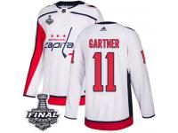 Men's Adidas Washington Capitals #11 Mike Gartner White Away Authentic 2018 Stanley Cup Final NHL Jersey