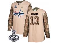 Men's Adidas Washington Capitals #13 Jakub Vrana Camo Authentic Veterans Day Practice 2018 Stanley Cup Final NHL Jersey