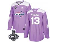 Men's Adidas Washington Capitals #13 Jakub Vrana Purple Authentic Fights Cancer Practice 2018 Stanley Cup Final NHL Jersey