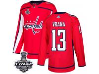 Men's Adidas Washington Capitals #13 Jakub Vrana Red Home Authentic 2018 Stanley Cup Final NHL Jersey