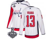 Men's Adidas Washington Capitals #13 Jakub Vrana White Away Authentic 2018 Stanley Cup Final NHL Jersey