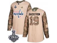 Men's Adidas Washington Capitals #19 Nicklas Backstrom Camo Authentic Veterans Day Practice 2018 Stanley Cup Final NHL Jersey