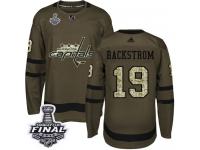 Men's Adidas Washington Capitals #19 Nicklas Backstrom Green Authentic Salute to Service 2018 Stanley Cup Final NHL Jersey