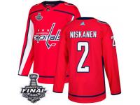 Men's Adidas Washington Capitals #2 Matt Niskanen Red Home Authentic 2018 Stanley Cup Final NHL Jersey