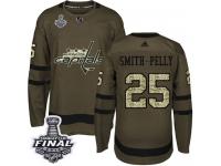 Men's Adidas Washington Capitals #25 Devante Smith-Pelly Green Authentic Salute to Service 2018 Stanley Cup Final NHL Jersey