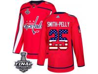 Men's Adidas Washington Capitals #25 Devante Smith-Pelly Red Authentic USA Flag Fashion 2018 Stanley Cup Final NHL Jersey