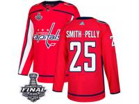 Men's Adidas Washington Capitals #25 Devante Smith-Pelly Red Home Authentic 2018 Stanley Cup Final NHL Jersey