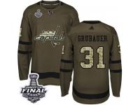 Men's Adidas Washington Capitals #31 Philipp Grubauer Green Authentic Salute to Service 2018 Stanley Cup Final NHL Jersey