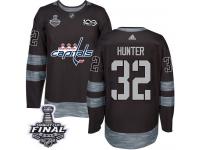 Men's Adidas Washington Capitals #32 Dale Hunter Black Authentic 2018 Stanley Cup Final 1917-2017 100th Anniversary NHL Jersey