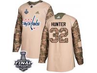 Men's Adidas Washington Capitals #32 Dale Hunter Camo Authentic Veterans Day Practice 2018 Stanley Cup Final NHL Jersey