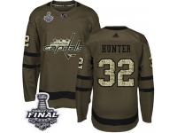 Men's Adidas Washington Capitals #32 Dale Hunter Green Authentic Salute to Service 2018 Stanley Cup Final NHL Jersey