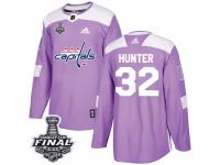 Men's Adidas Washington Capitals #32 Dale Hunter Purple Authentic Fights Cancer Practice 2018 Stanley Cup Final NHL Jersey