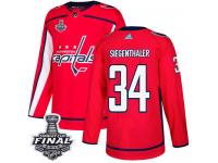 Men's Adidas Washington Capitals #34 Jonas Siegenthaler Red Home Authentic 2018 Stanley Cup Final NHL Jersey