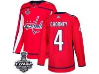 Men's Adidas Washington Capitals #4 Taylor Chorney Red Home Authentic 2018 Stanley Cup Final NHL Jersey