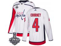 Men's Adidas Washington Capitals #4 Taylor Chorney White Away Authentic 2018 Stanley Cup Final NHL Jersey