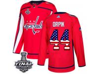 Men's Adidas Washington Capitals #44 Brooks Orpik Red Authentic USA Flag Fashion 2018 Stanley Cup Final NHL Jersey