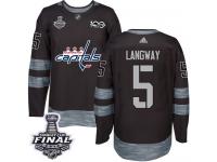 Men's Adidas Washington Capitals #5 Rod Langway Black Authentic 2018 Stanley Cup Final 1917-2017 100th Anniversary NHL Jersey