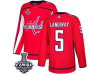 Men's Adidas Washington Capitals #5 Rod Langway Red Home Authentic 2018 Stanley Cup Final NHL Jersey