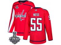 Men's Adidas Washington Capitals #55 Aaron Ness Red Home Authentic 2018 Stanley Cup Final NHL Jersey