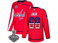 Men's Adidas Washington Capitals #68 Jaromir Jagr Red Authentic USA Flag Fashion 2018 Stanley Cup Final NHL Jersey