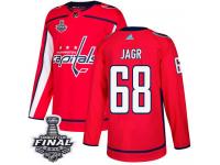 Men's Adidas Washington Capitals #68 Jaromir Jagr Red Home Premier 2018 Stanley Cup Final NHL Jersey