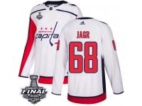 Men's Adidas Washington Capitals #68 Jaromir Jagr White Away Authentic 2018 Stanley Cup Final NHL Jersey