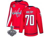 Men's Adidas Washington Capitals #70 Braden Holtby Red Home Authentic 2018 Stanley Cup Final NHL Jersey