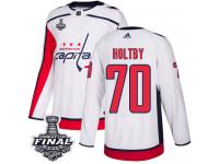 Men's Adidas Washington Capitals #70 Braden Holtby White Away Authentic 2018 Stanley Cup Final NHL Jersey