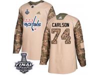 Men's Adidas Washington Capitals #74 John Carlson Camo Authentic Veterans Day Practice 2018 Stanley Cup Final NHL Jersey