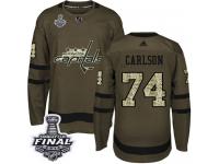 Men's Adidas Washington Capitals #74 John Carlson Green Authentic Salute to Service 2018 Stanley Cup Final NHL Jersey